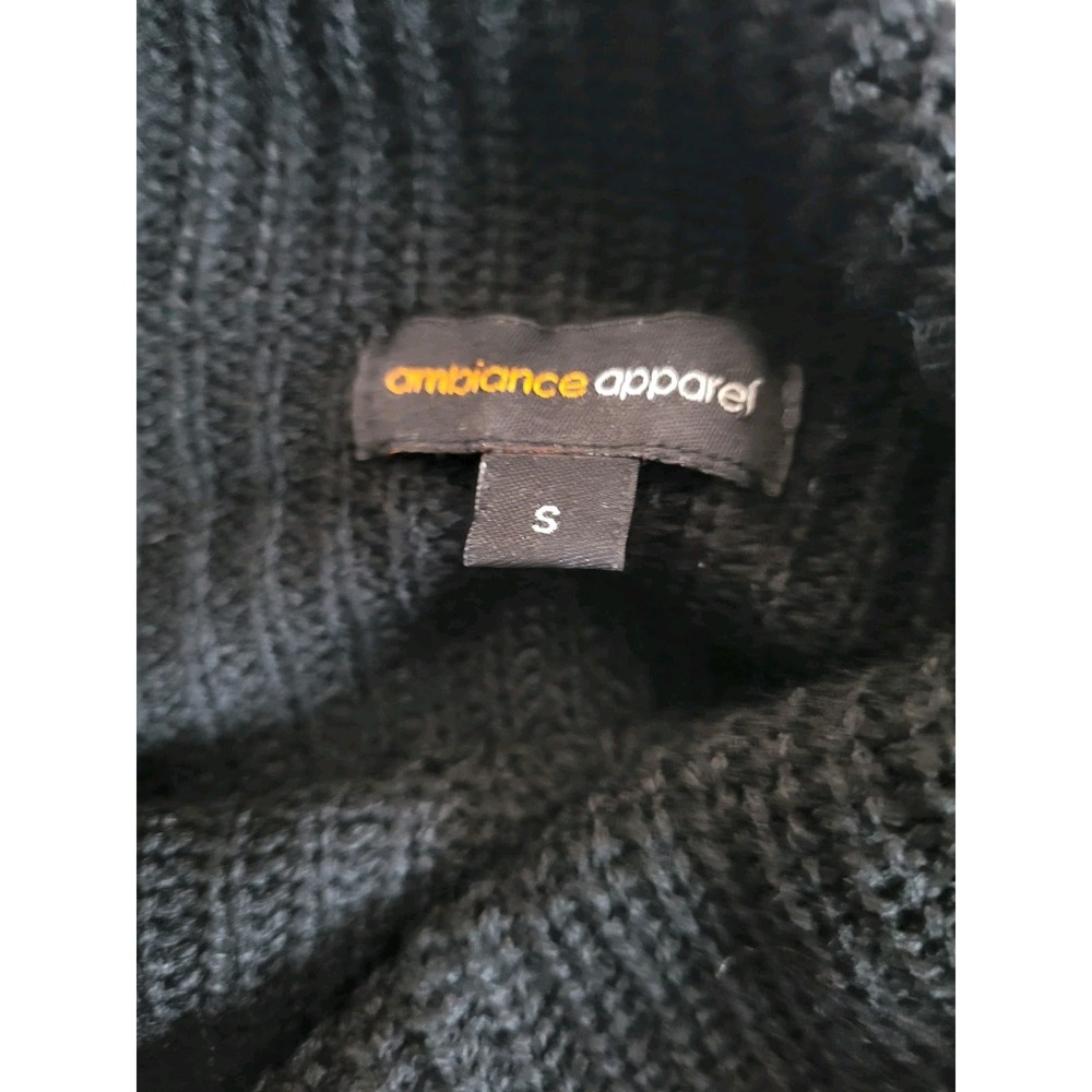 Ambiance‎ Apparel 100% Acrylic Black Sweater Folded Wide Neck Long Sleeve Sz S - Picture 16 of 16